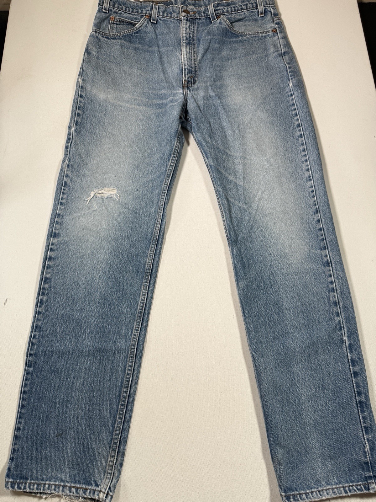 Vintage Levis 505 Jeans Mens 38x34 Blue Denim Orange Tab Straight Made In USA