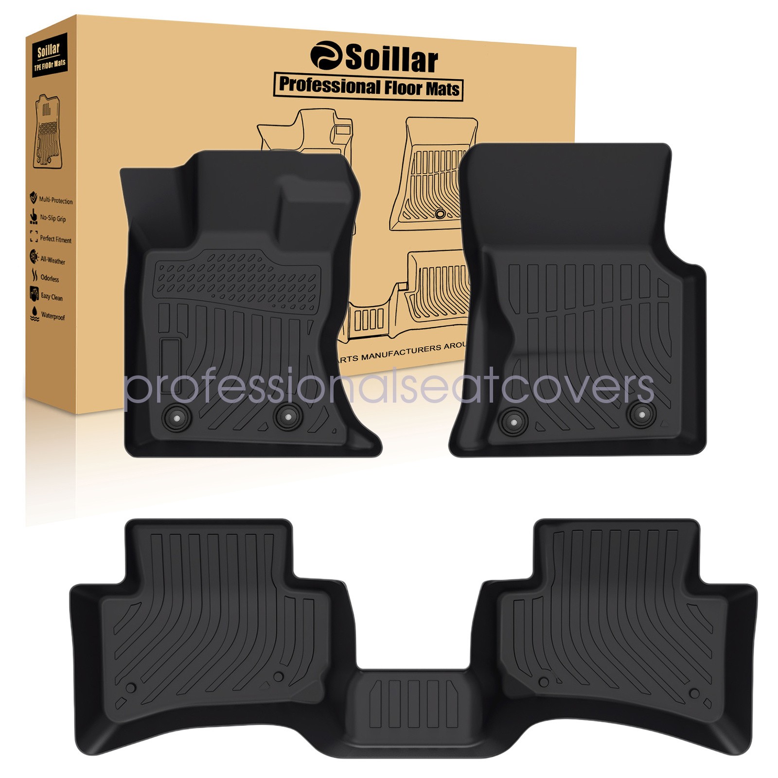 For 2017-2025 Jaguar F-Pace TPE Front & 2nd Row Floor Mats Liner Set All Weather