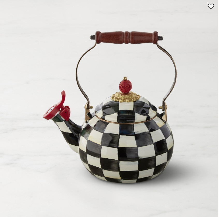 MacKenzie-Childs Courtly Check Whistling Tea Kettle, Stovetop Kettle, Kitchen Co