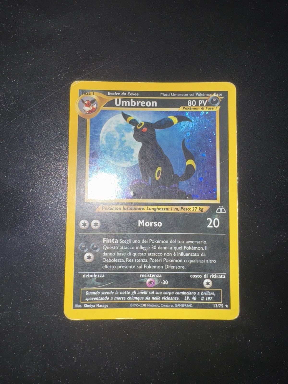 Umbreon 13/75 HOLO Neo Discovery moonbreon pokemon no zard no psa Umbreon 13/75 HOLO Neo Discovery moonbreon pokemon no zard no psa