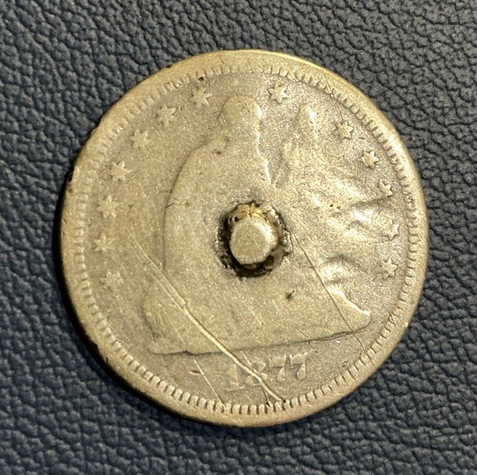 1877 Seated Liberty Quarter - Love Token - Vintage SILVER 1877 Seated Liberty Quarter - Love Token - Vintage SILVER