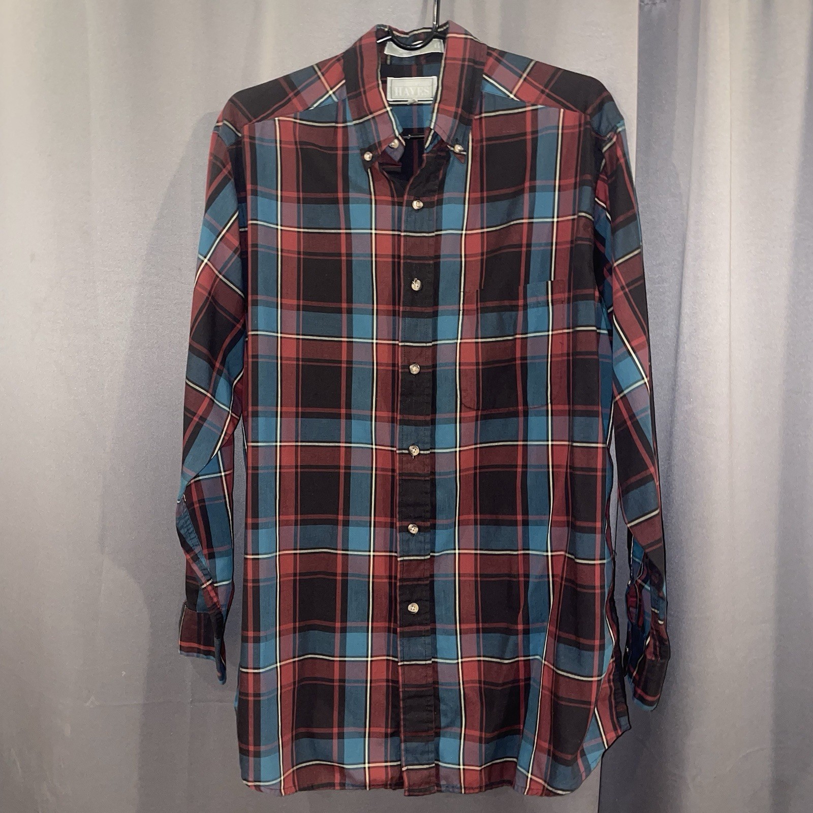 Vintage 1980s Christopher Hayes Single-Needle Tailored Plaid Shirt - Men’s M