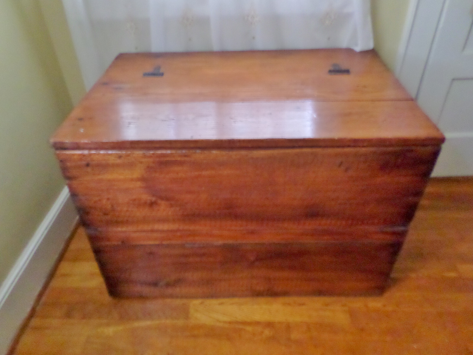 ANTIQUE EARLY AMERICAN PINE BLANKET CHEST BOX TRUNK PRIMITIVE FARMHOUSE STORAGE