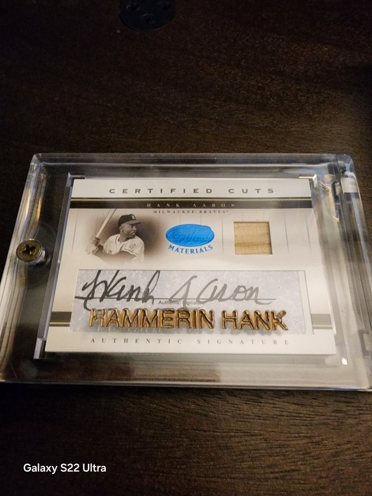 Hank Aaron Certified Cuts Auto and Bat Card #33/43 2005 RARE Braves Fans Donruss