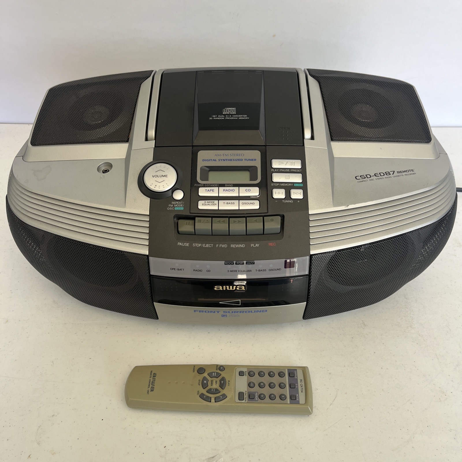 Aiwa CSD-ED87 With Remote CD Stereo AM/FM, T-Bass, Cassette Tested and Works Aiwa CSD-ED87 With Remote CD Stereo AM/FM, T-Bass, Cassette Tested and Works