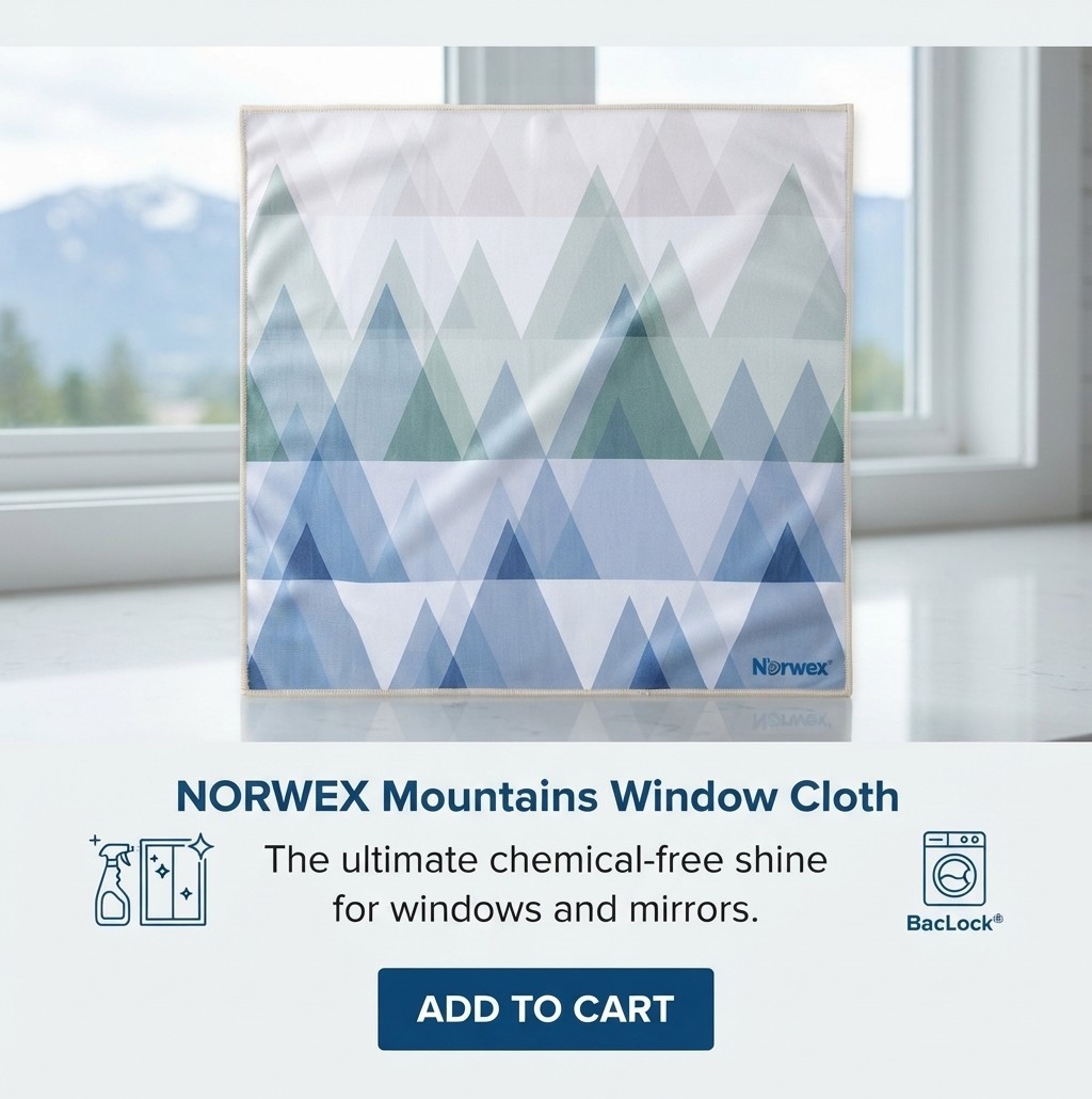 NEW Norwex Mountain Window Cloth - No Chemicals for Your Mirrors and Windows