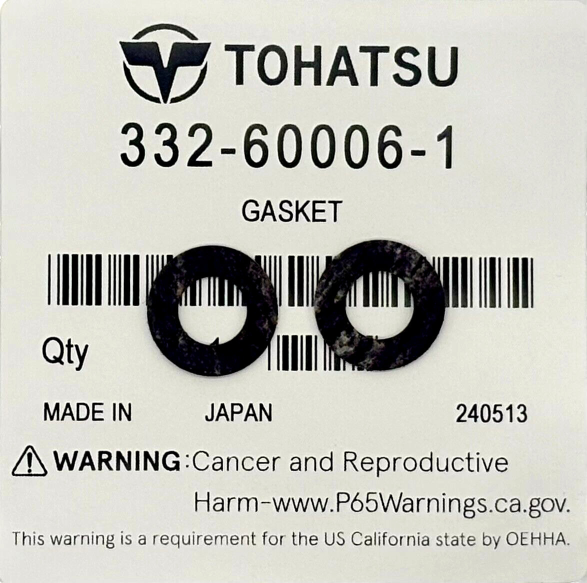 (2 Pack) Tohatsu Nissan Outboard Drain Plug Gaskets 332600061 Genuine OEM