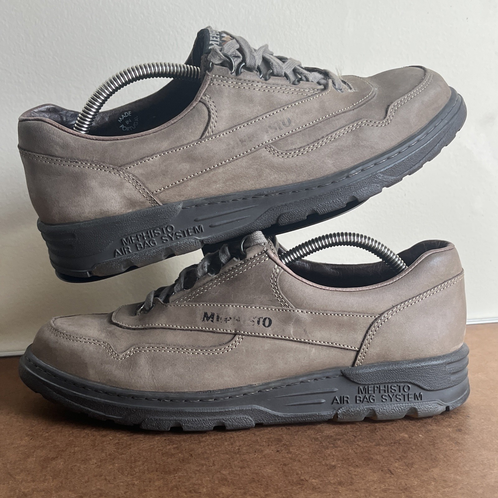 MEPHISTO Men\'s Match Runoff Air Gray Leather Walking Shoes Sneaker Size US7 EU41