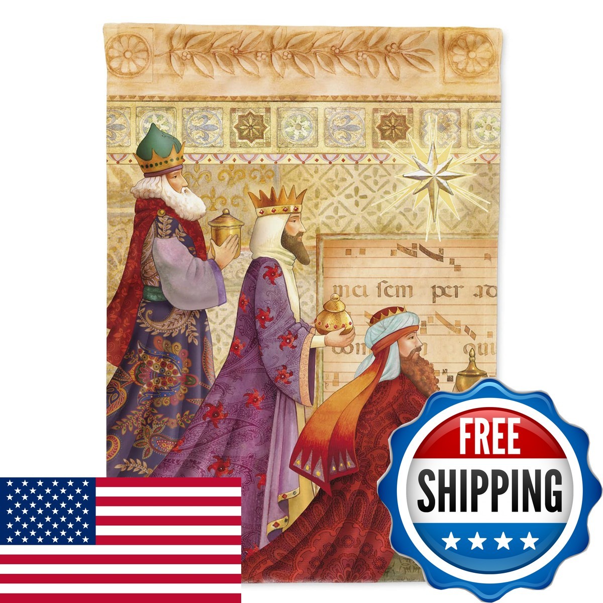 Caroline\'s Treasures APH7603CHF Three Wise Men House Flag Large Multicolor