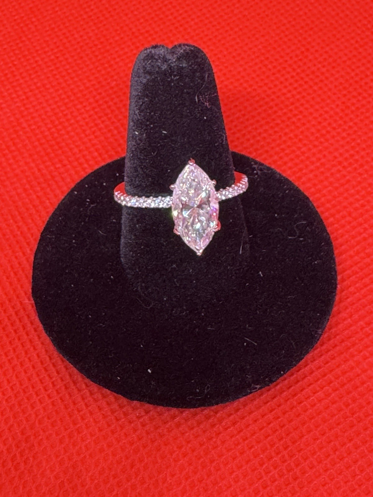 3 Carat Lab Grown Moissanite Marquis Cut Ring Set In S925 Silver Size 8
