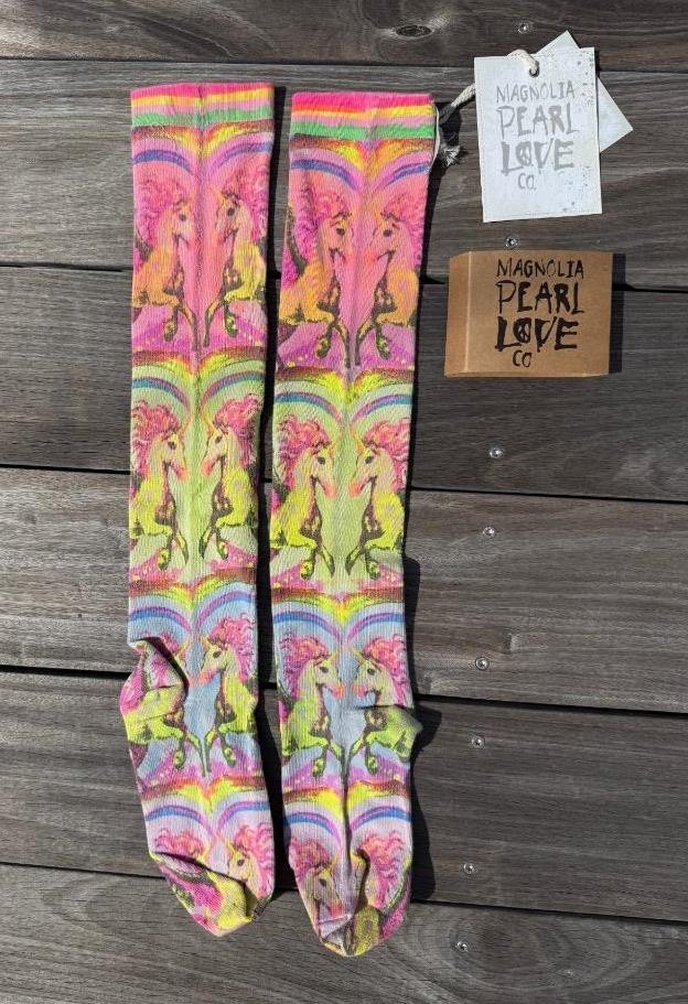 SOLD OUT Magnolia Pearl NWT Printed Pegacorn OTK Socks RAINBOW UNICORN