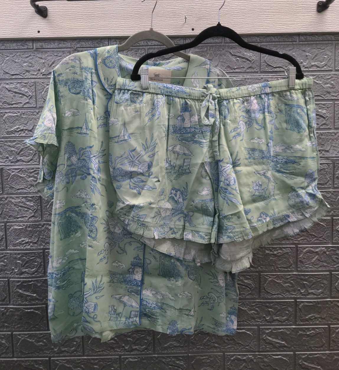 New PrintFresh Eco Satin Ruffle Set Pajama Short Size XL