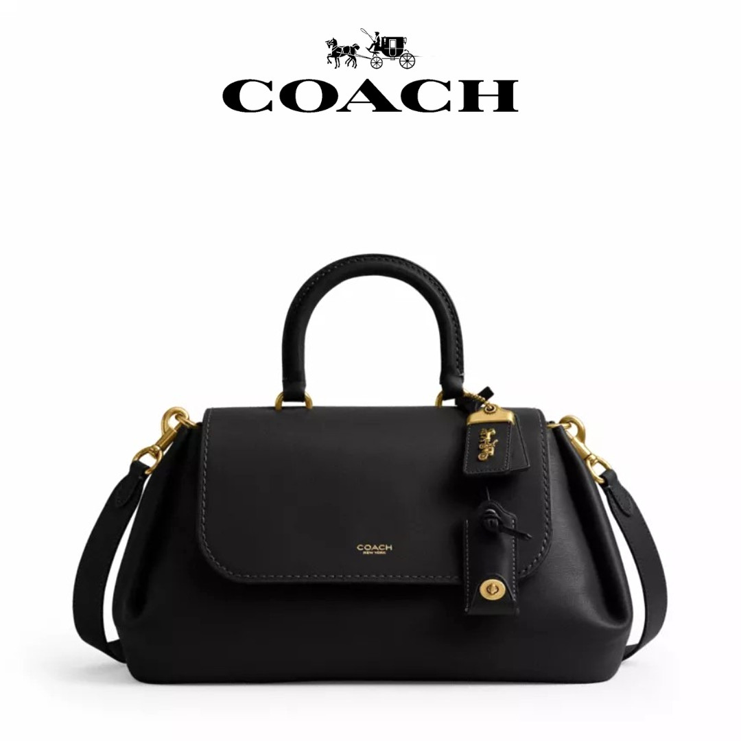 COACH CCC39 Slouchy Rogue Top Handle Bag 39 Natural Grain Leather Black Outlet