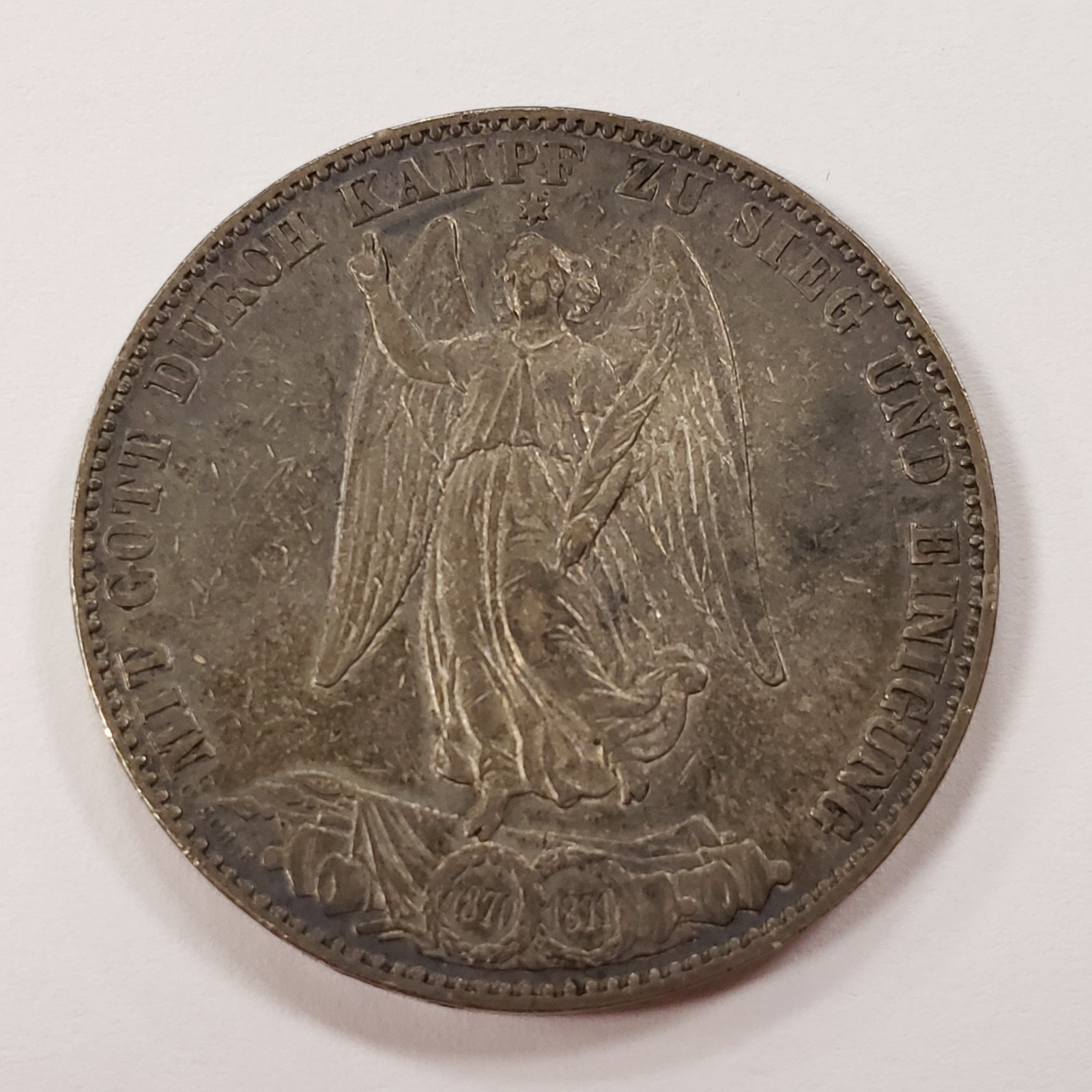 1871 German States Wurttemberg Victory Thaler Silver .5359 ASW - KM620 - Q5583
