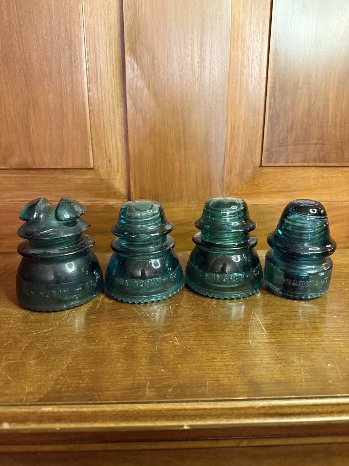 Vintage Hemingray No. 43, 42, 18 Lot Of Glass Insulator Aqua Blue Green