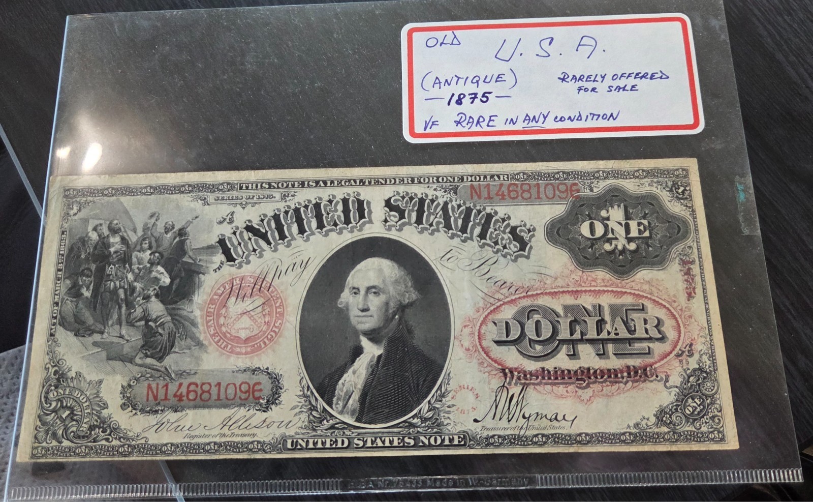 FR 20 1875 $1 Legal Tender Returns Accepted