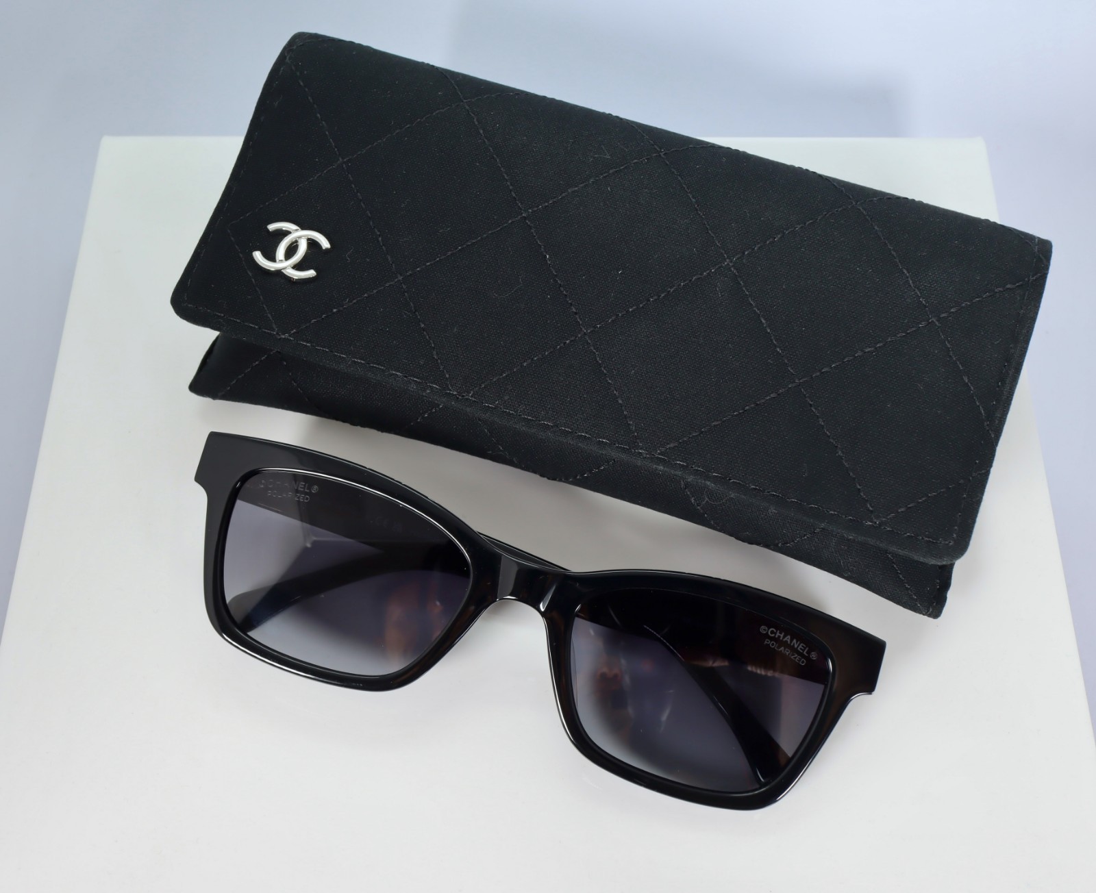 Chanel CH5417 54mm Square Sunglasses in Black w. Polarized Gray Lens