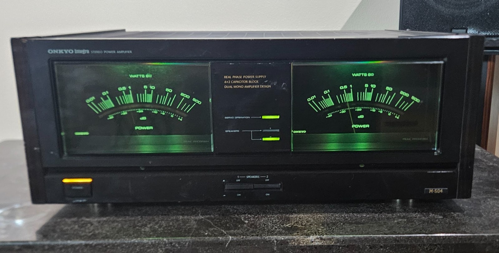 Vintage Onkyo Integra M-504 Stereo Power Amplifier -Dual VU Meters-Fully Tested
