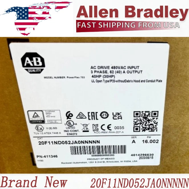 20F11ND052JA0NNNNN AB NEW IN BOX PowerFlex 753 AC Drive US Free Tax PLC 1PC US 20F11ND052JA0NNNNN AB NEW IN BOX PowerFlex 753 AC Drive US Free Tax PLC 1PC US