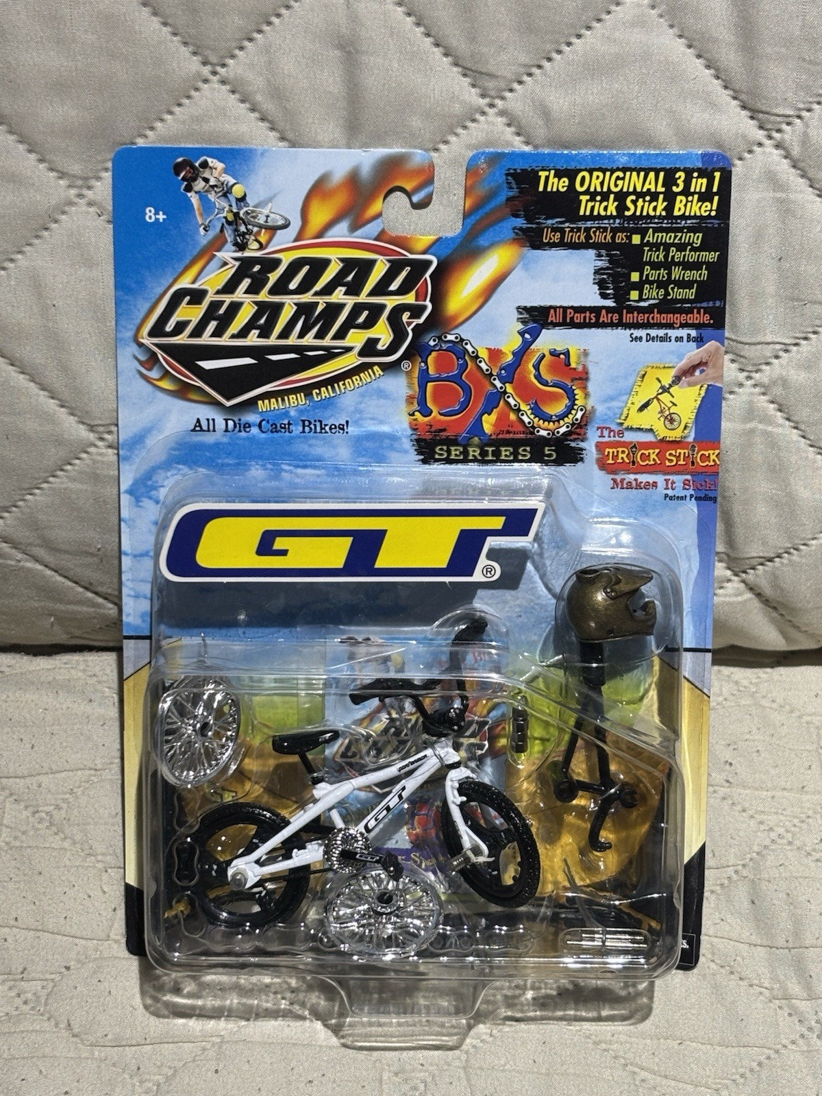 Road Champs BXS Series 5 GT die-cast bicycle toy with Trick Stick accessory NIB Road Champs BXS Series 5 GT die-cast bicycle toy with Trick Stick accessory NIB