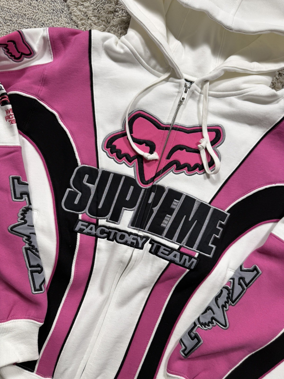 Supreme x Fox Racing Zip Hooded Sweatshirt Pink Size S