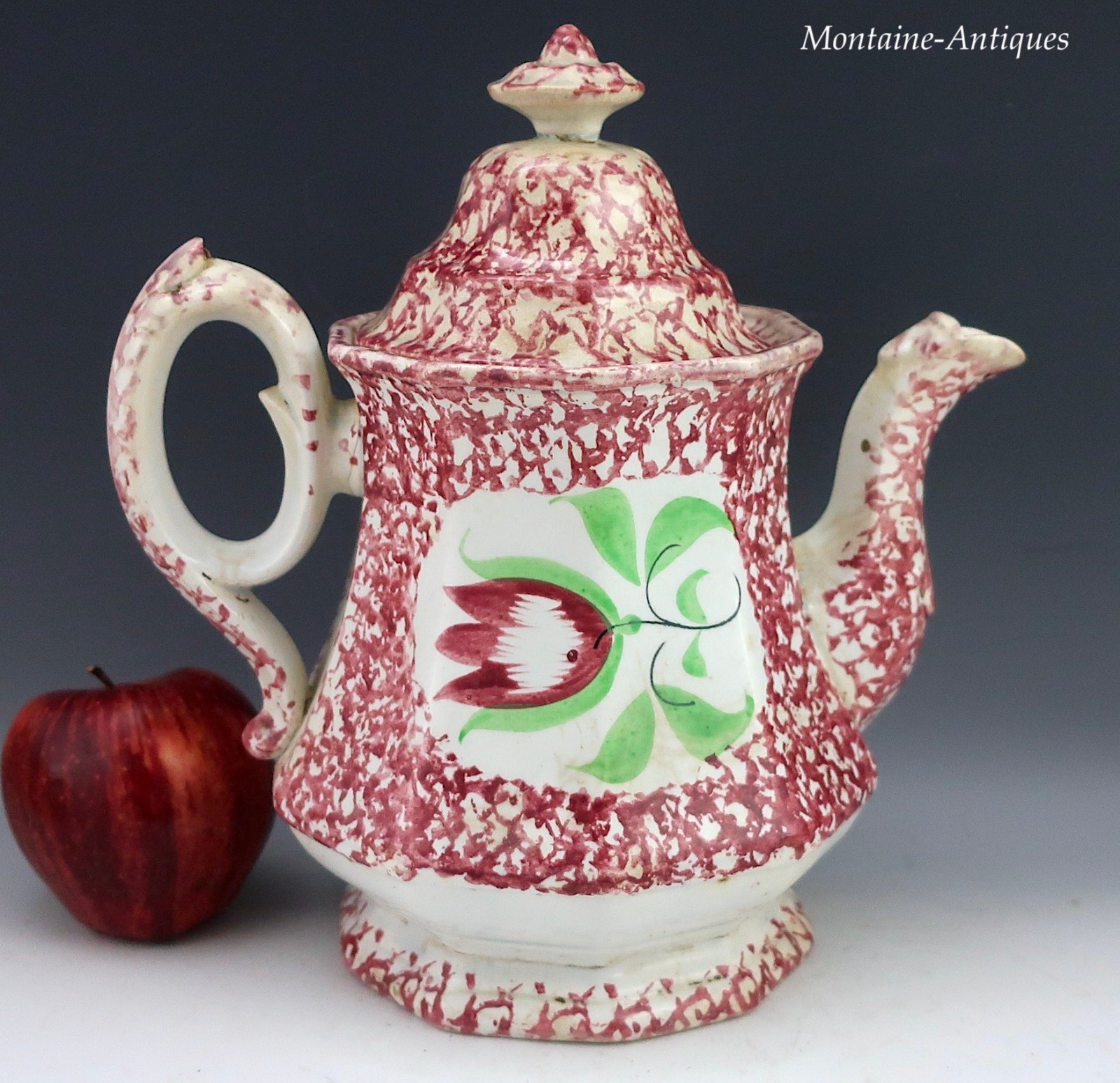 Large Opulent Red Spatterware Teapot ca 1830 Large Opulent Red Spatterware Teapot ca 1830