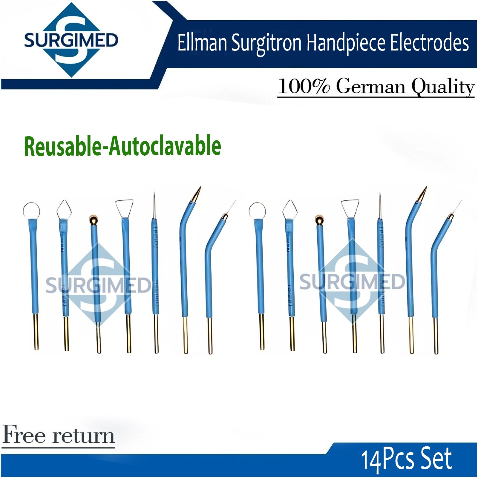 Ellman Surgitron 14-Piece Reusable Handpiece Electrode Kit Tungsten Tips - USA