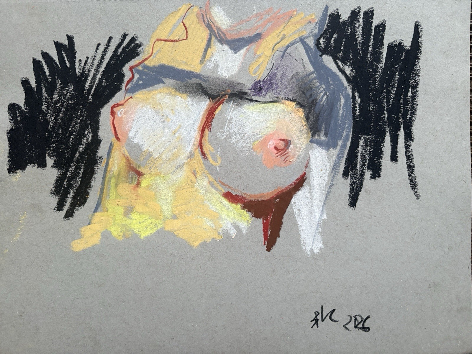 Pastel Portrait Figure Painting On 9”x12” Paper Modern Art Original Signed