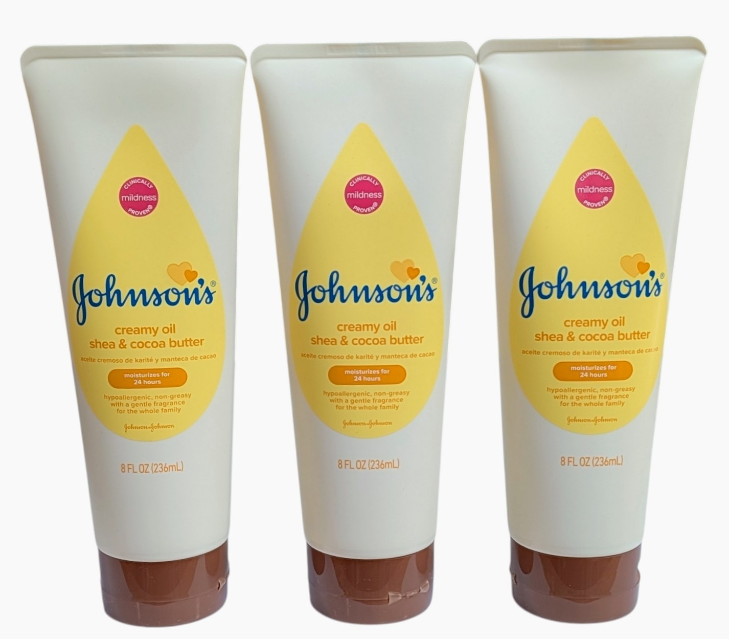 3 - Johnson’s Creamy Oil, Shea & Cocoa Butter - 8 fl oz Each 3 - Johnson’s Creamy Oil, Shea & Cocoa Butter - 8 fl oz Each