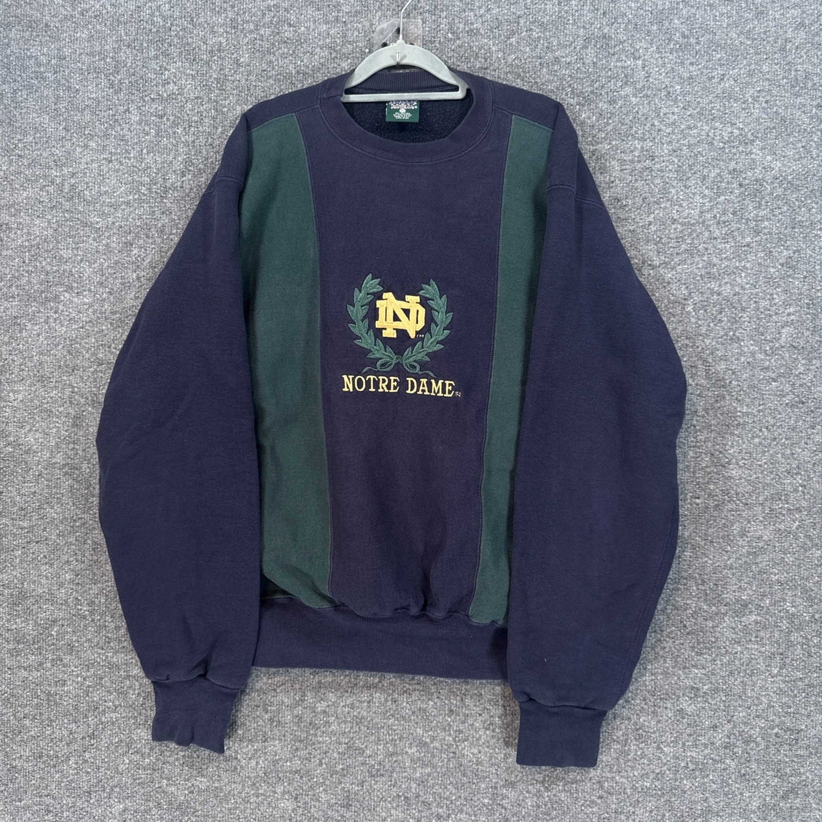 Vintage Notre Dame Sweatshirt Mens XL Blue MV Sport Pullover Fighting Irish Y2K