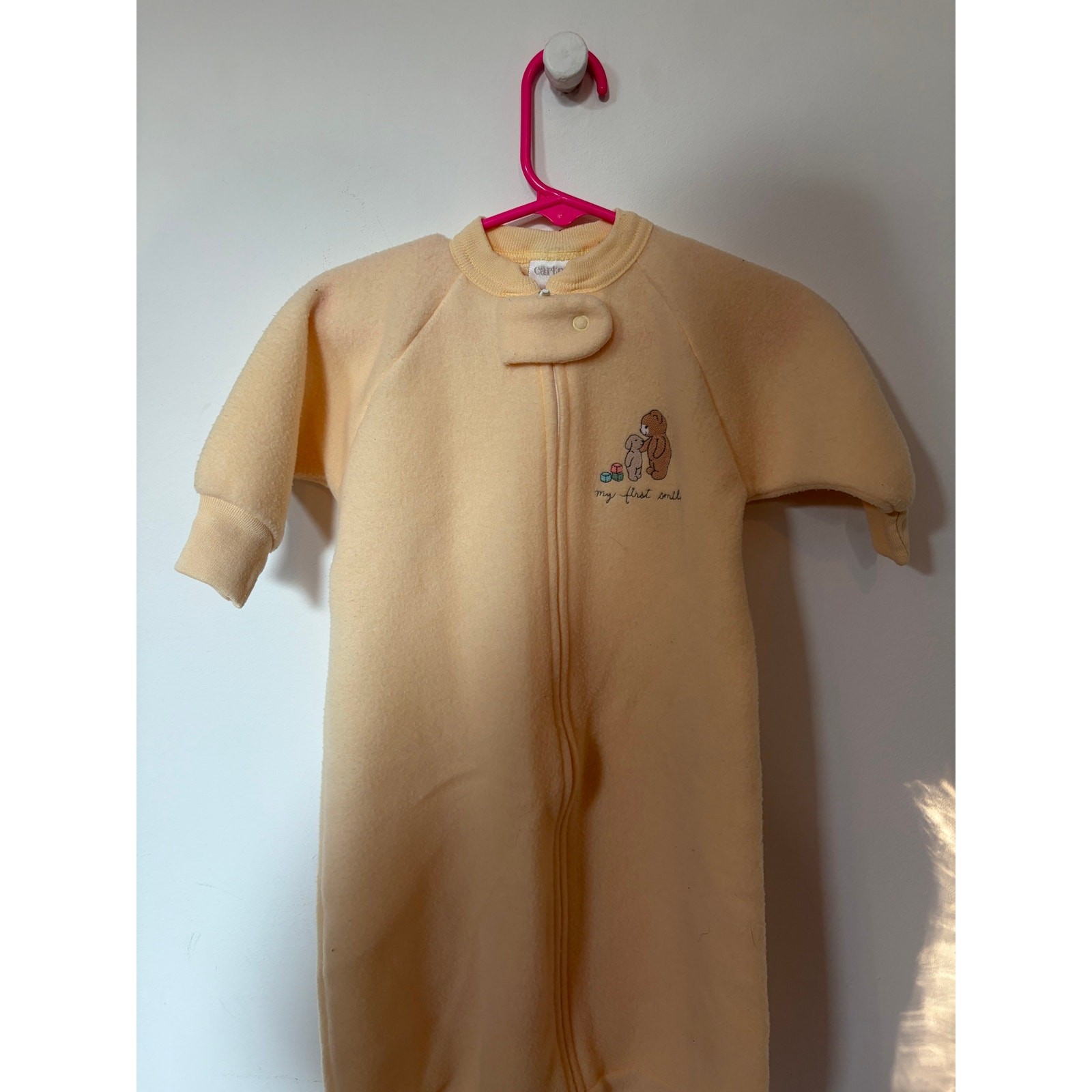 Vintage Carters My First Smile Fleece Bunting/Sleepsack - Embroidered Teddy Bear