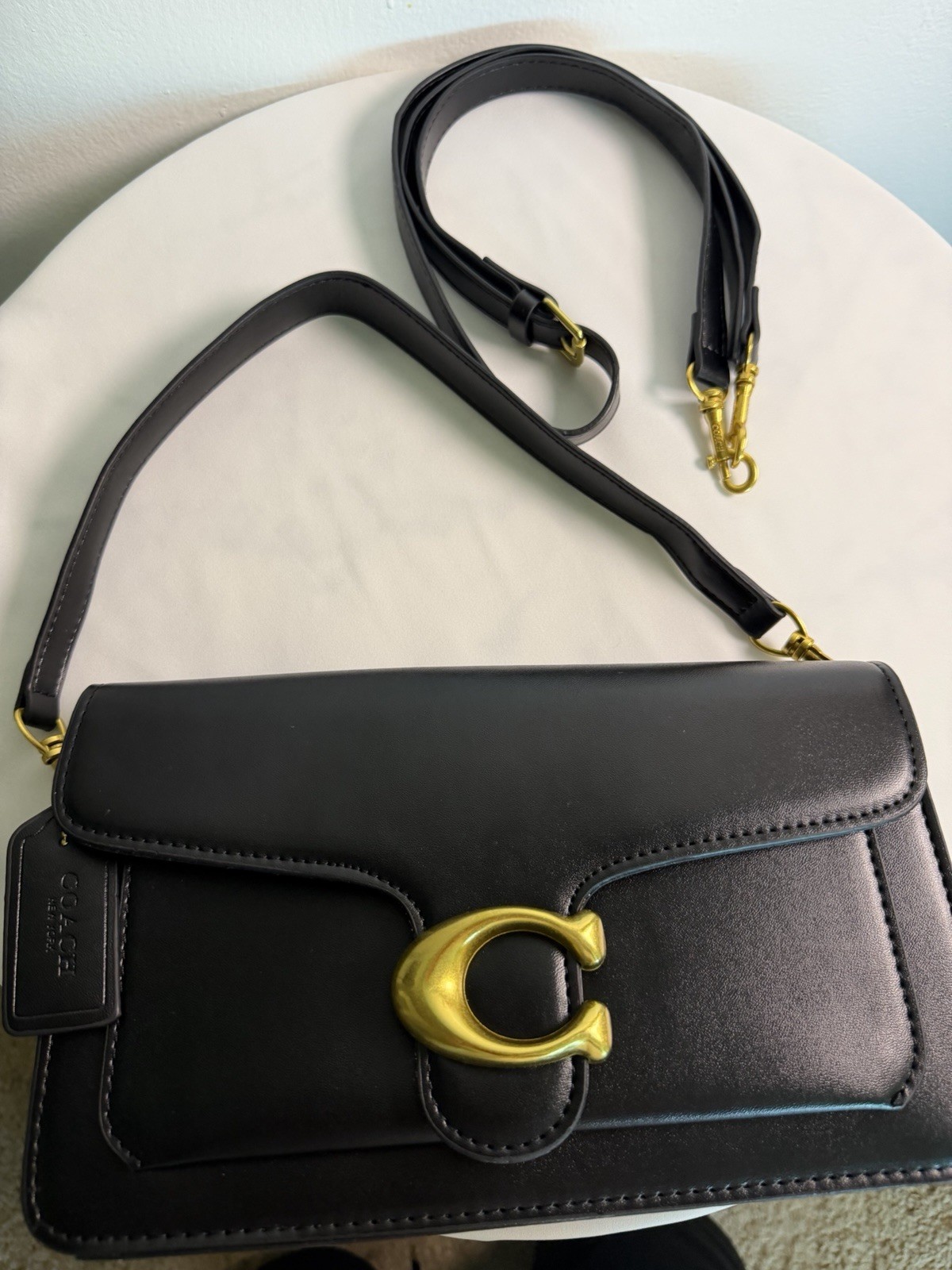 Coach CCX04 Tabby Shoulder 26 Natural Grain Detachable Strap Black Leather Bag