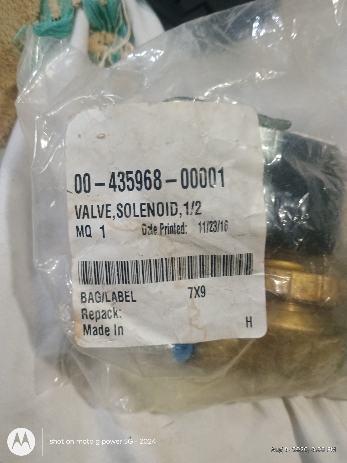 Hobart Vulcan Hart 00-435968-00001 Solenoid Valve 1/2” 120v NIB