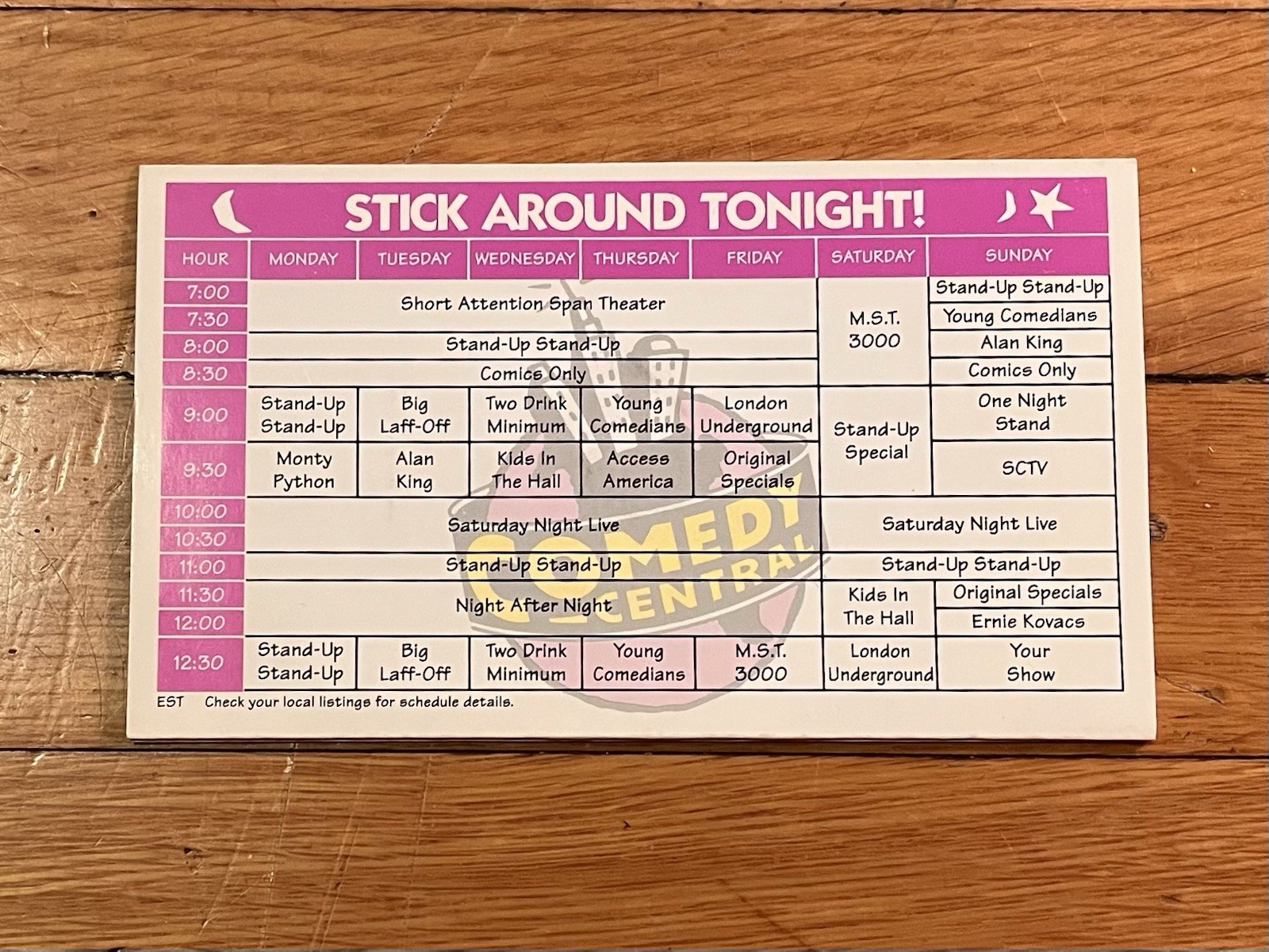VINTAGE Original 1992 Comedy Central Double Sided TV Schedule & Magnet Promo