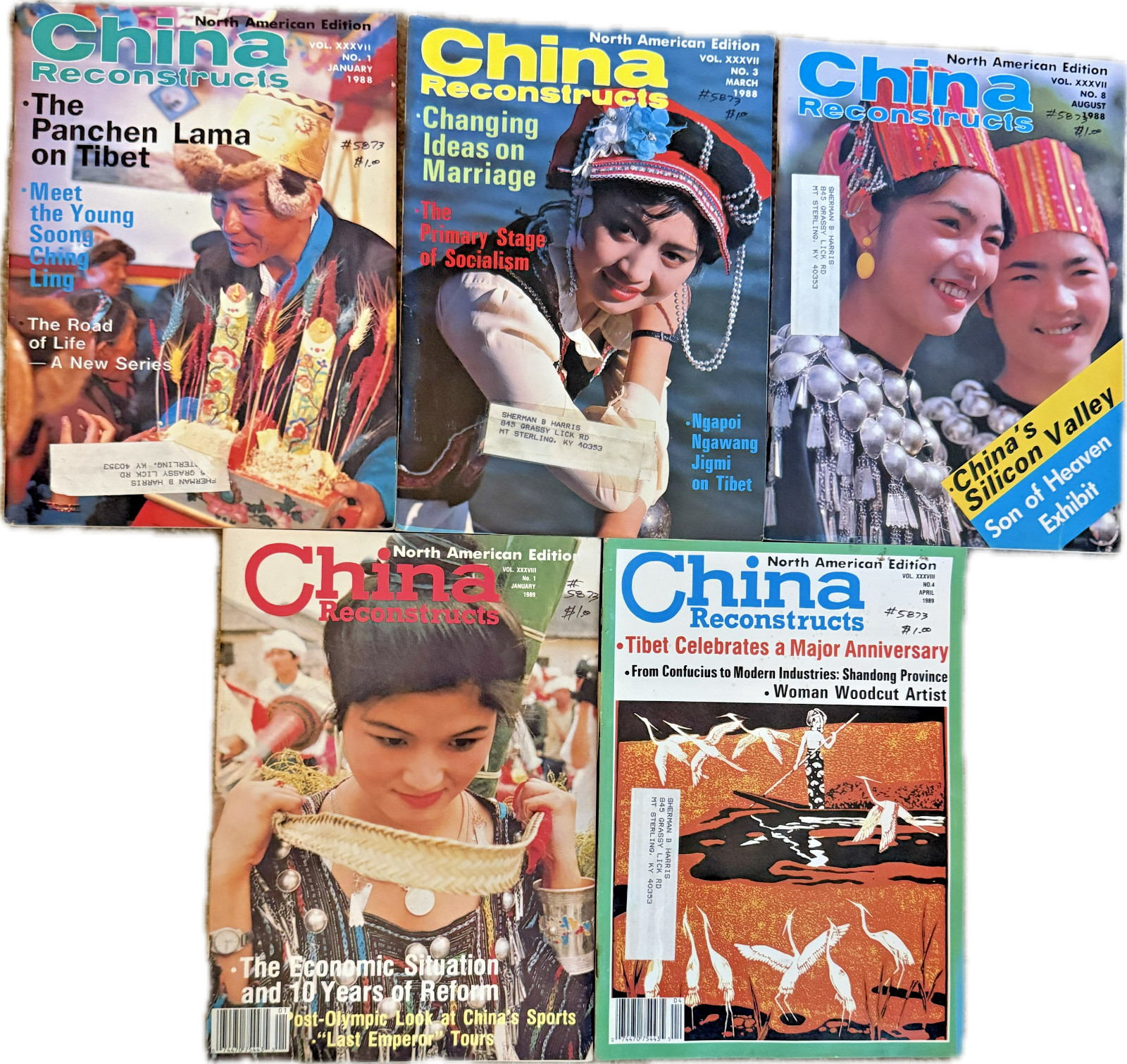 Five Vintage China Reconstructs Magazine Issues 1988-1989 Five Vintage China Reconstructs Magazine Issues 1988-1989