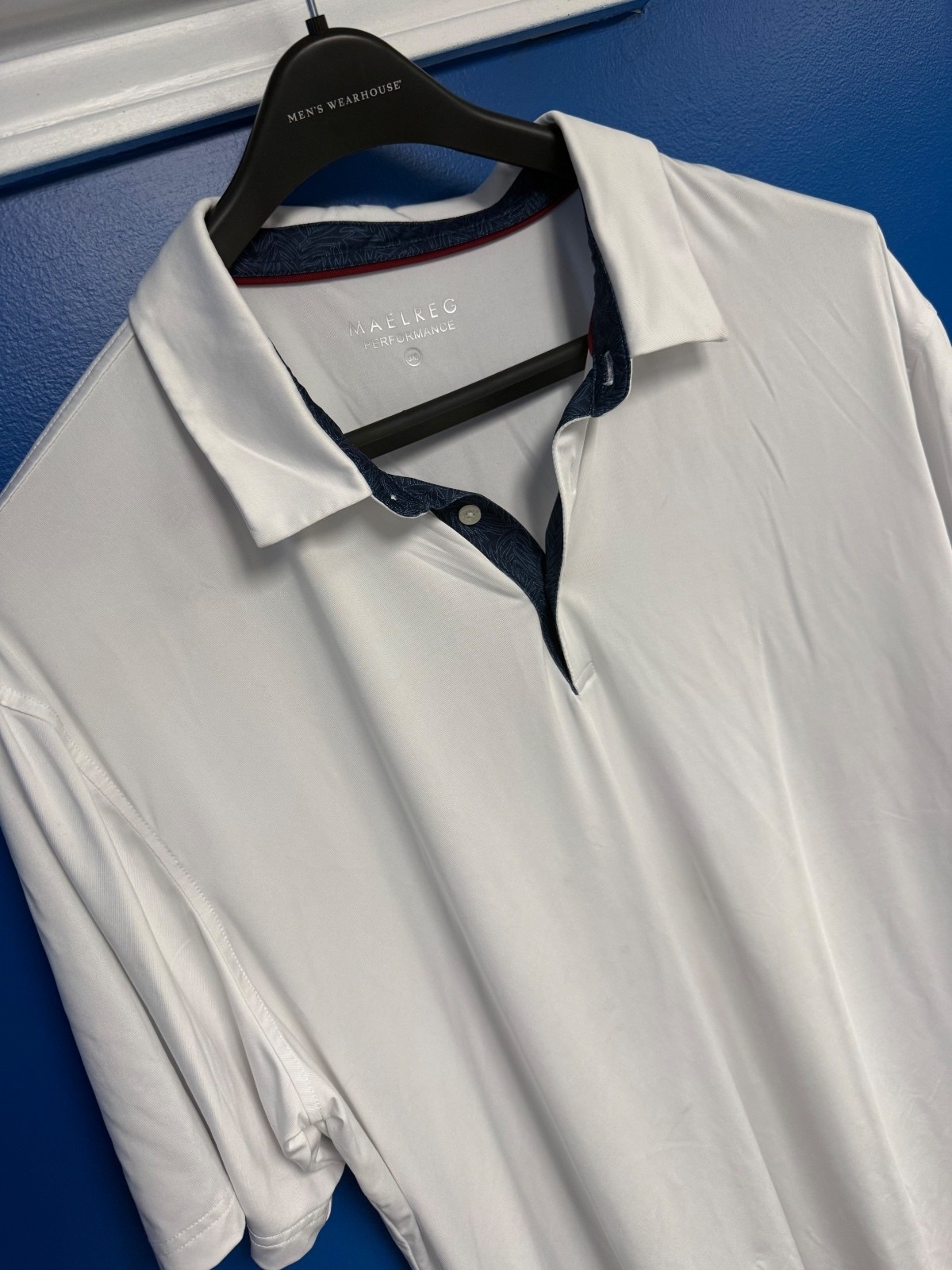 Maelreg Men’s 3XL White Performance Golf Polo Shirt Stretch