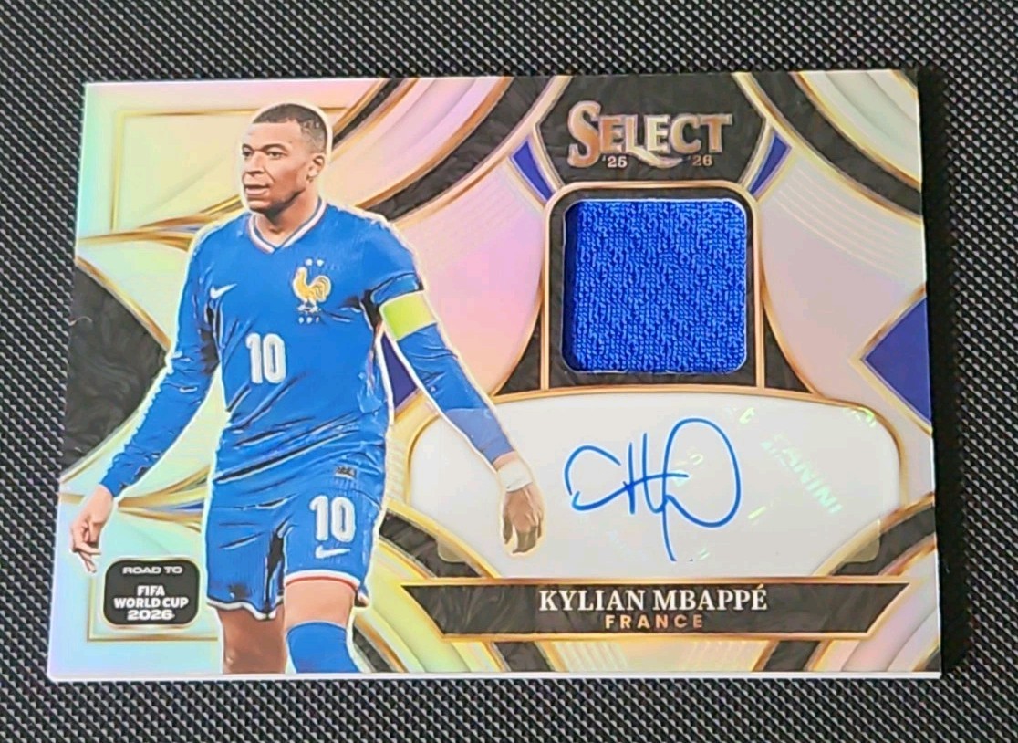 2025-26 Panini Select FIFA World Cup Prizm Kylian Mbappe Silver Patch Auto 2025-26 Panini Select FIFA World Cup Prizm Kylian Mbappe Silver Patch Auto