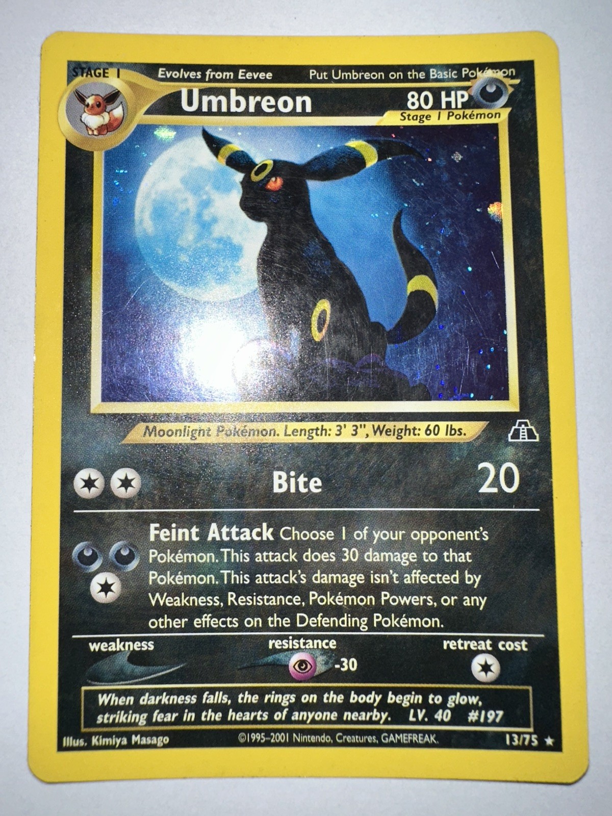 Pokemon Umbreon 13/75 Neo Discovery Holo Vintage Swirl Pokemon Umbreon 13/75 Neo Discovery Holo Vintage Swirl