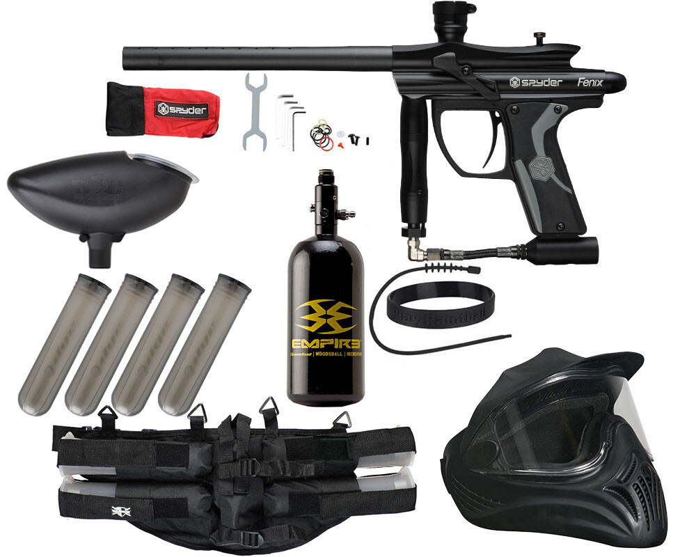 NEW KINGMAN SPYDER FENIX LEGENDARY PAINTBALL GUN PACKAGE COMPLETE KIT - BLACK
