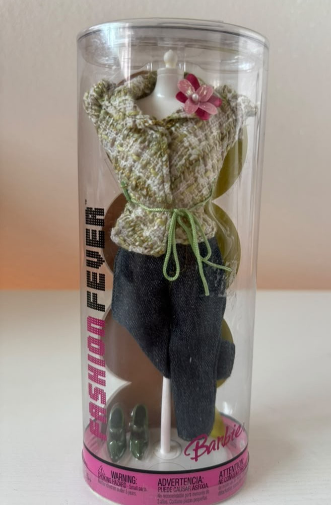 NEW 2004 Barbie Fashion Fever Plaid Top Hip Hugger Jeans Tube Outfit
