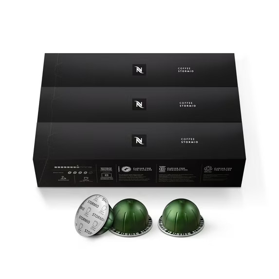 Nespresso Capsules Vertuo, Stormio, Dark Roast Coffee, 30-Count Coffee Pods