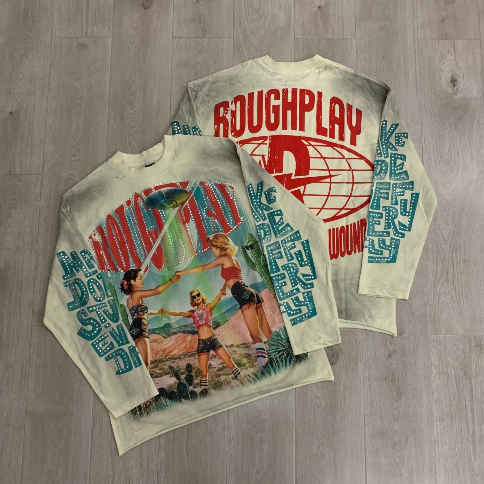 RoughPlay Washed Vintage Retro Round-neck Long-sleeve Shirt