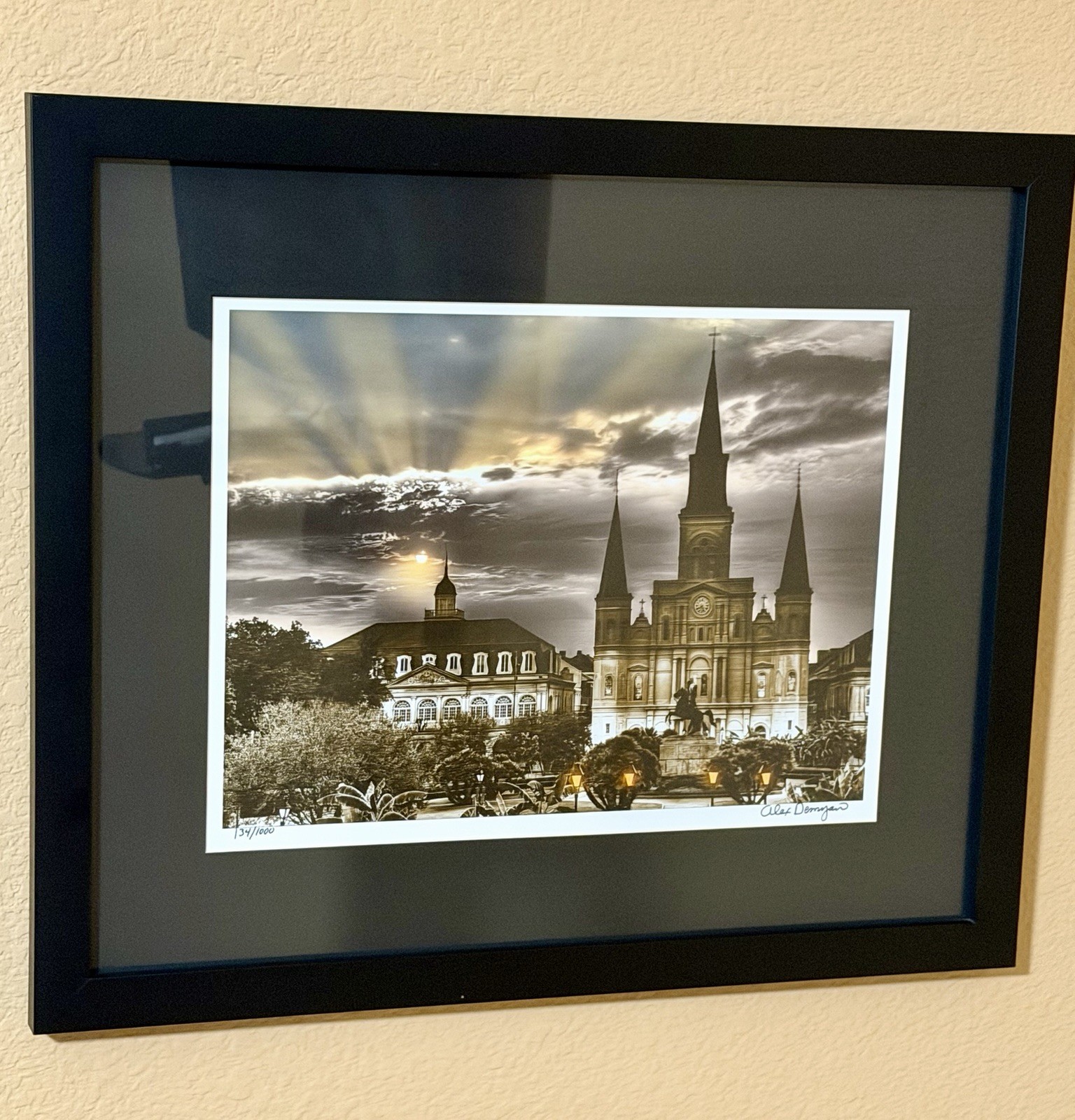 New Orleans Signed Numbered Framed Alex Demyan Photograph Jackson Square Sunset