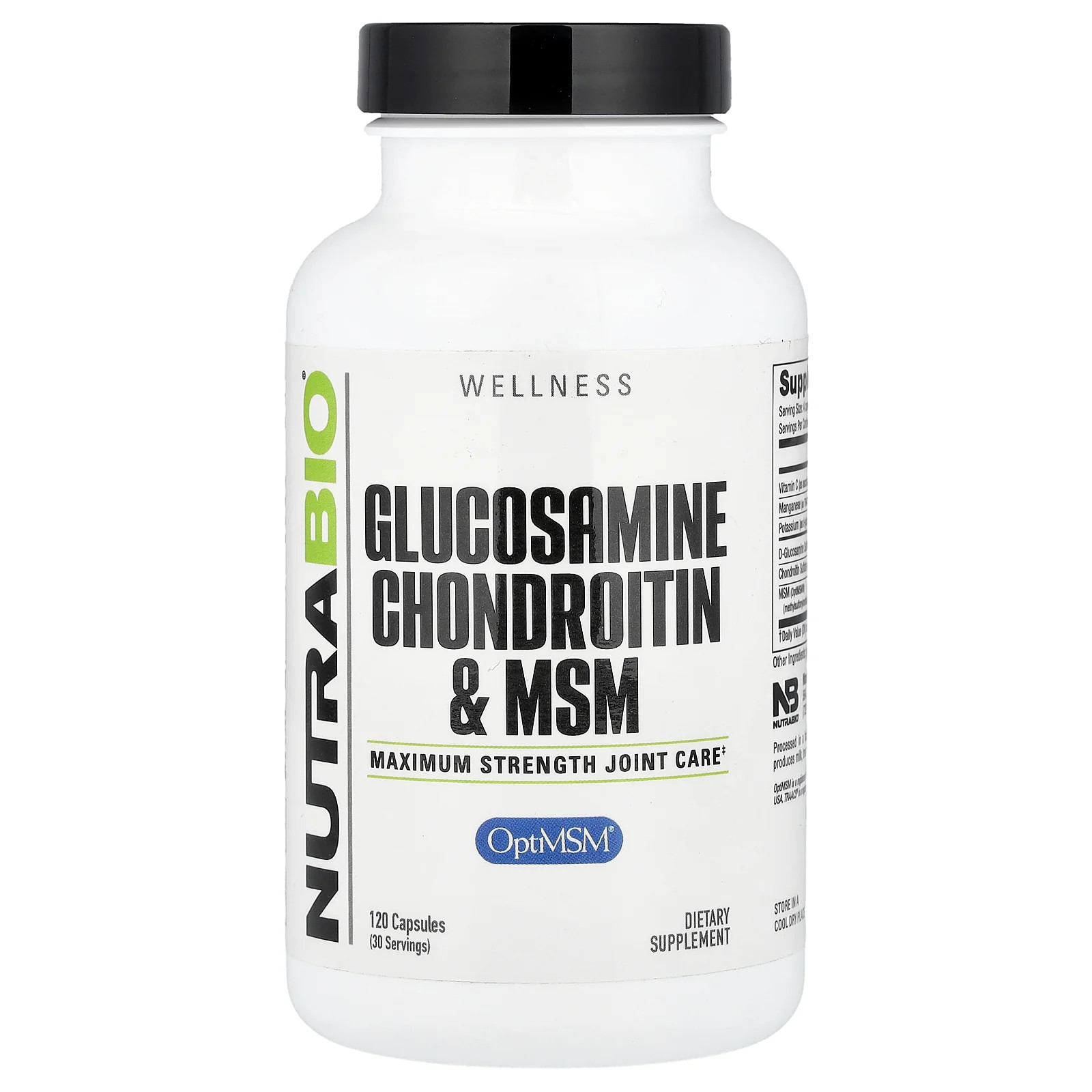 2 X NutraBio, Glucosamine Chondroitin & MSM, 120 Capsules