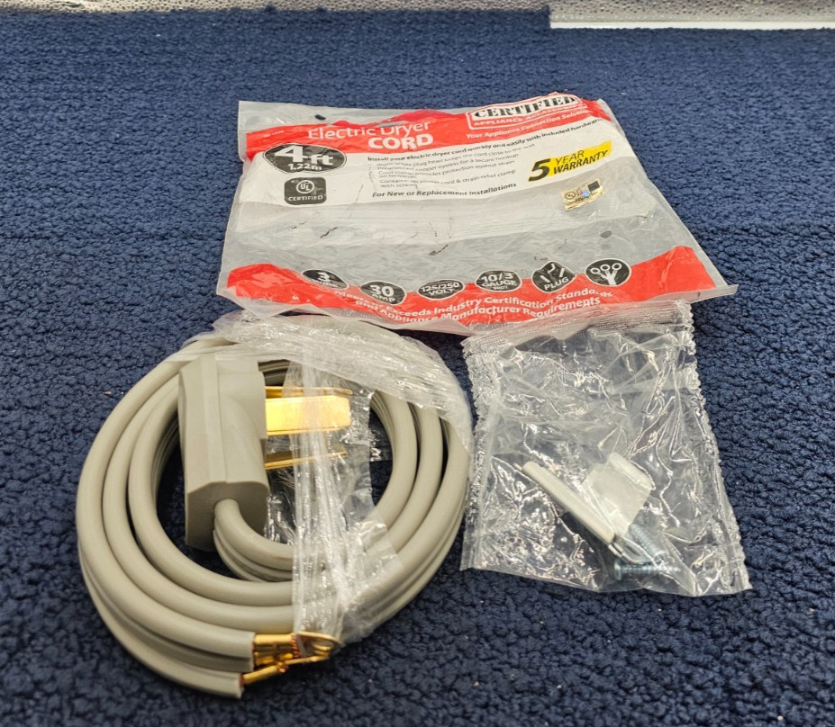 (QTY 5) Certified Appliance 90-1020 Dryer Power Cord 30-Amp 4ft 125/250Volt