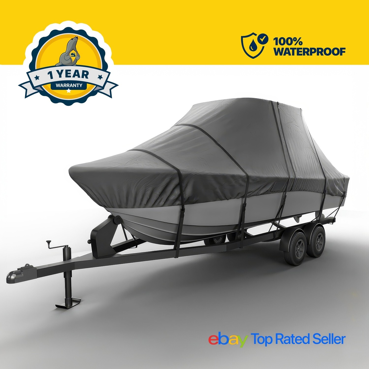 Seal Skin Heavy Duty T-Top Boat Cover, Waterproof & UV Resistant, Snug Fit