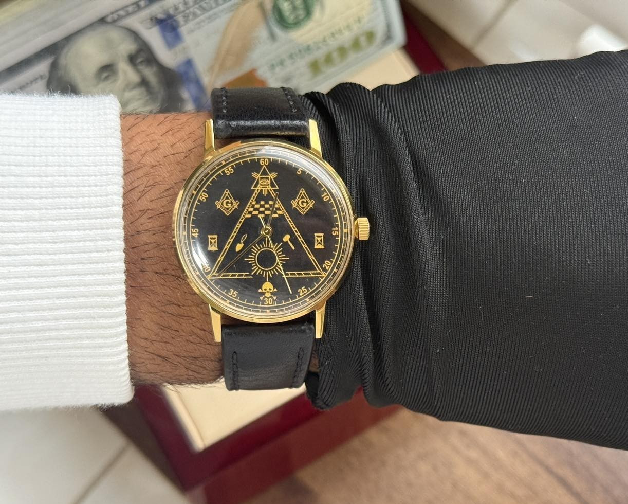 Watch Mechanical Poljot Men\'s Wrist USSR Russian Soviet Slim Deluxe Freemason