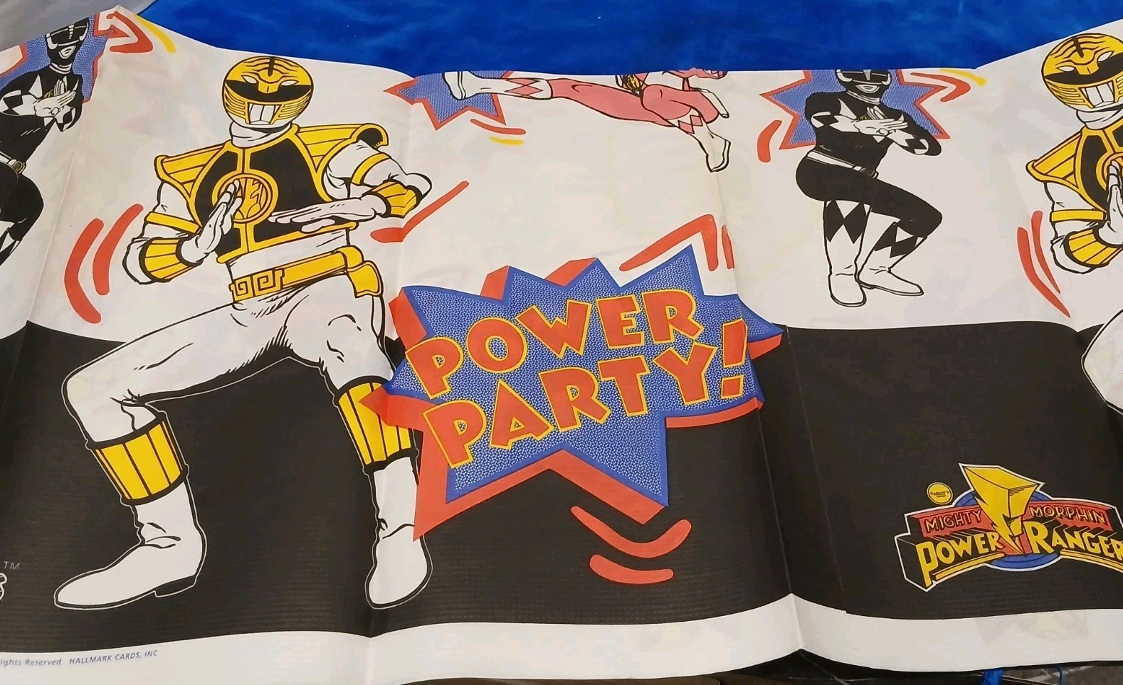 Vintage 1995 Power Rangers Paper Table Cover  Party Express USA New Old Stock 