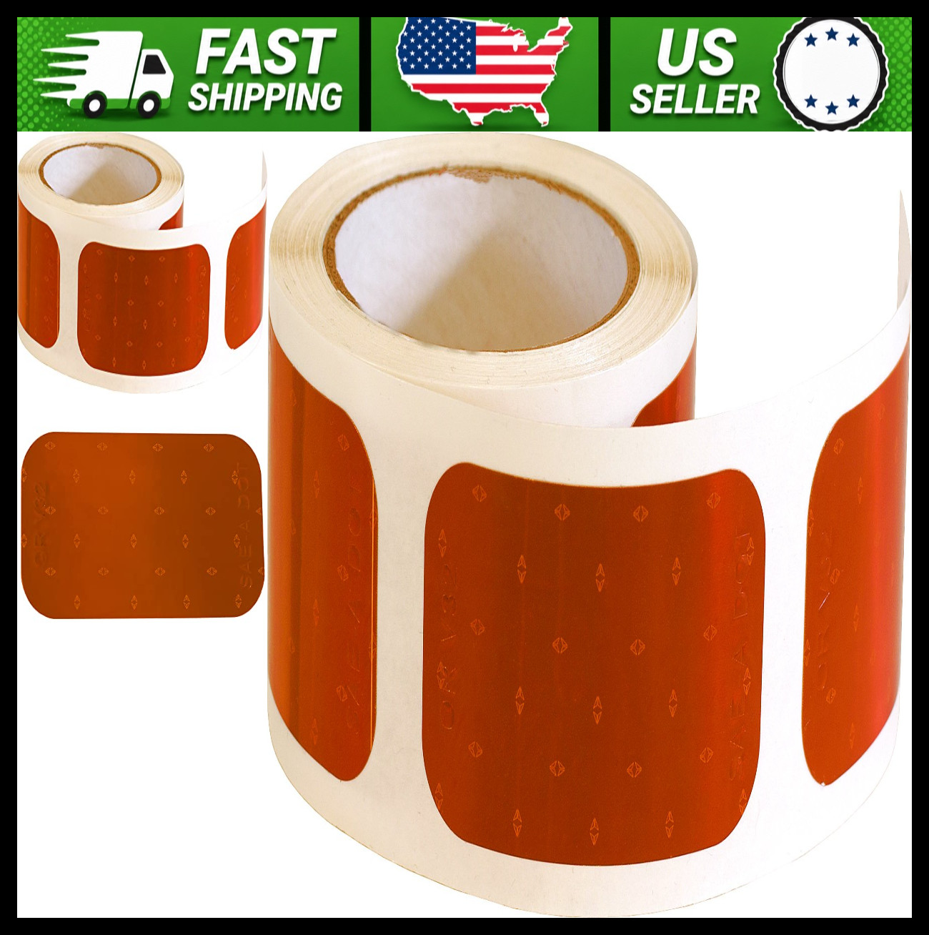 Buyers Products Amber Stick-On DOT Reflectors 3-1/2in Rectangular 500 Roll