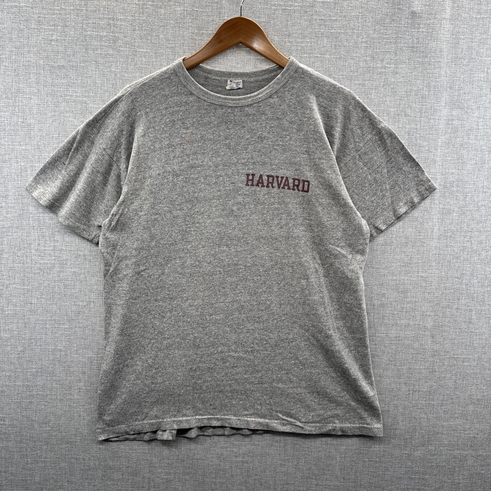 VINTAGE Champion Harvard T Shirt Mens XL Gray Single Stitch 80s USA Collegiate*